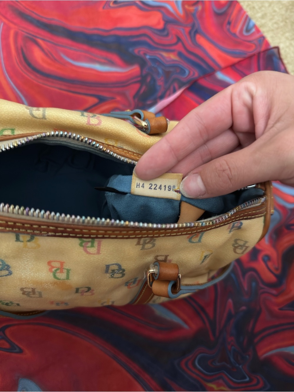 Vintage Y2K Dooney & Bourke Multi Color Monogram Barrel Satchel Bag - Picture 5 of 9